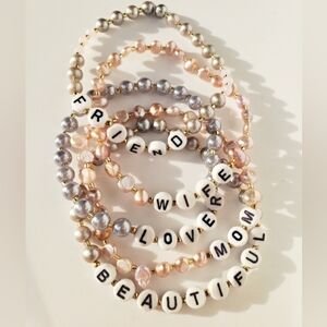 NWT 5 Bracelet Pearls Gift for Her Mom Wife girlfriend pink gray